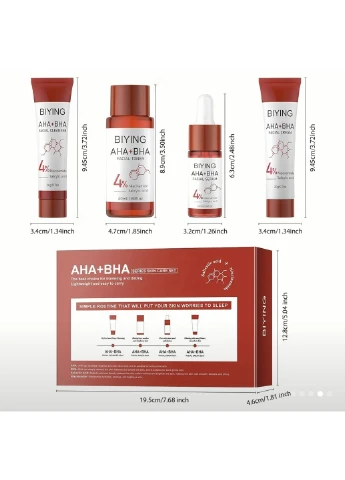 Набор по уходу за лицом 4 в 1 с кислотами AHA+BHA Biying No Brand (398230405)