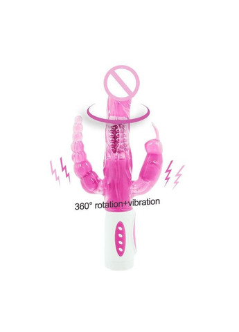 Вібратор Pretty Bunny для потрійний стимуляції з лубрикантом полуничним для жінок No Brand (340914776)