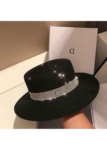 Шляпа женская летняя канотье со стразами черная No Brand (303260923)