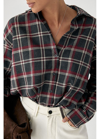 Жіноча сорочка в клітку з подовженою спинкою Lurex (362115991)