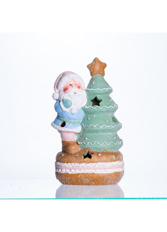 Новогодняя декоративная фигурка с подсветкой 11.5×9×20 см Новогодний декор Санта-Клаус с ёлочкой из фарфора CR-6-9 (A-041019) Yiwu (365813380)