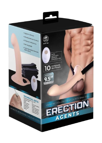 Порожнистий страпон, що вібрує, з петлею на мошонку Erection Agents і пультом управління NMC (330617640)