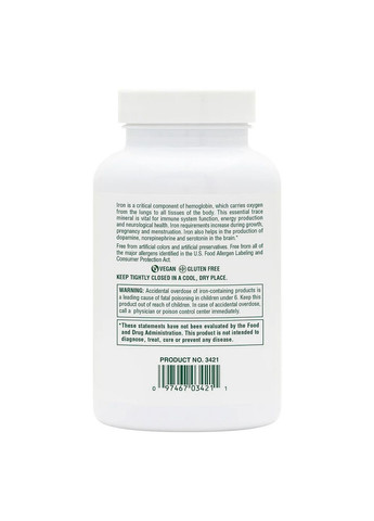 Вітаміни та мінерали Chewable Iron, 90 таблеток Natures Plus (293419941)