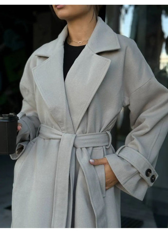 Сіре демісезонне Пальто жіноче сіре оверсайз No Brand