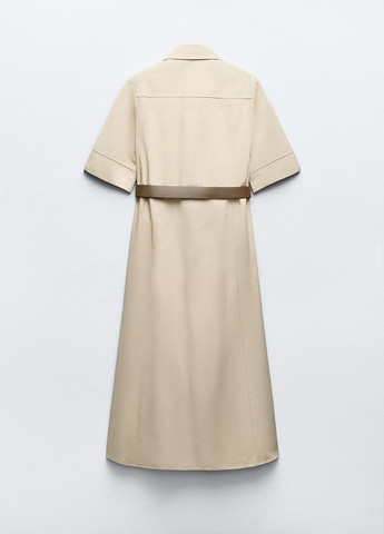 Светло-бежевое повседневный платье Zara однотонное