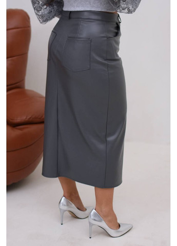 Серая юбка из эко-кожи на флисе Osoblyva