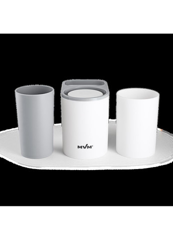 Держатель для зубных щеток со стаканами MVM BP-20 клеящийся Бело-серый (BP-20 WHITE/GRAY) МВМ (365280708)