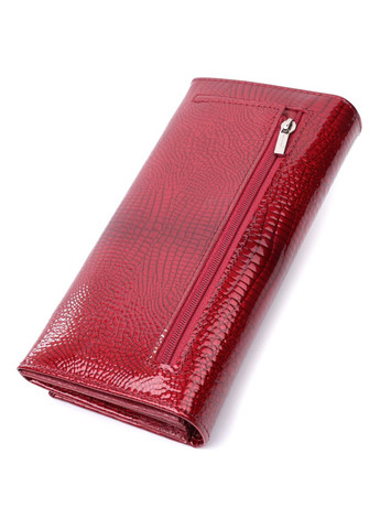 Лакований жіночий гаманець з фактурою під рептилію з натуральної шкіри 22717 Червоний st leather (329146479)