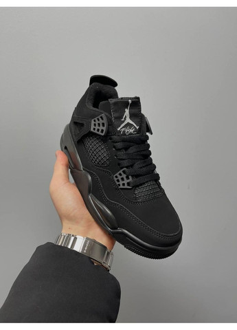 КРОСІВКИ ЖІНОЧІ NIKE AIR JORDAN 4 RETRO ALL BLACK НАЙК АІР ДЖОРДАН No Brand чорні демісезони (368888128)