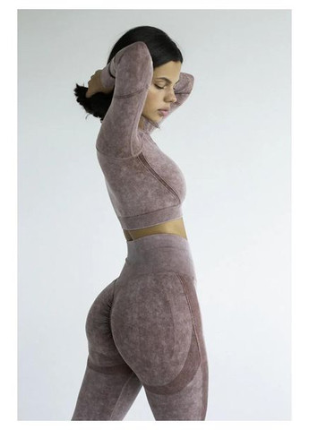 Спортивный комплект для фитнеса рашгард и леггинсы с push-up эффектом, Шоколад, No Brand First (323483811)