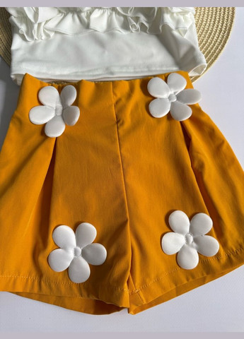 Комбінований демісезонний літній костюм для дівчинки квіткова мрія колір жовтий 10849 No Brand