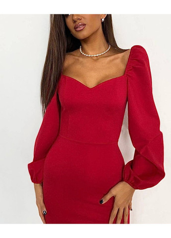 Красное повседневный, вечернее, кэжуал женское платье силуэтная FINO Mode однотонное