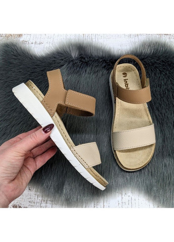 Бежевые босоножки женские Inblu на липучке