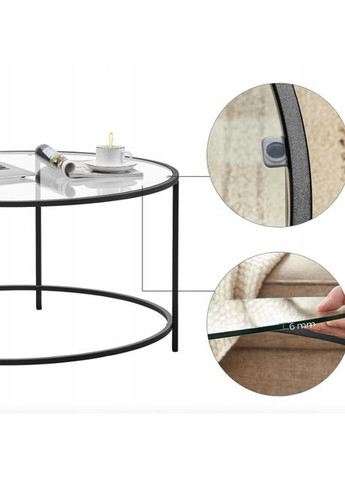 Журнальный столик Oskar круглый с прозрачной столешницей Leobert (301865676)