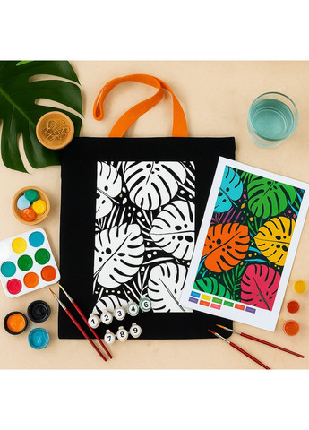 Набор раскраска черная «Тропические листья» хлопок 240 г/м2 38х42см Rosa Talent (362661325)