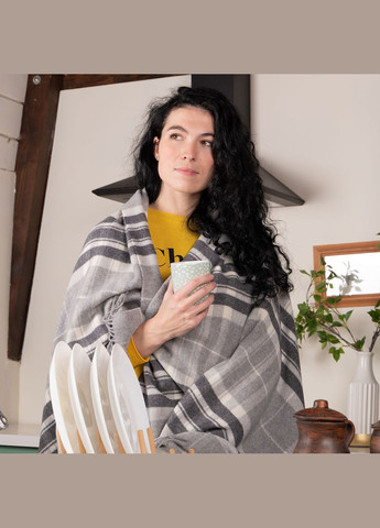 Плед Кашемировая клетка св.серый-т.серый 140 x 200 см Love You (313236623)