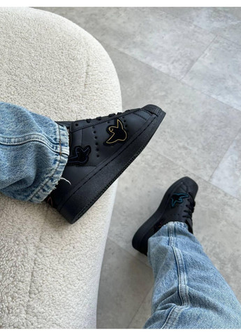 Черные демисезонные кроссовки мужские adidas superstar black ghost адидас суперстар No Brand