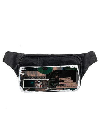 Сумка на пояс (через плече) бананка, Аніме Атака Титанів #008 унісекс, 14*22 см, чорний No Brand (316122360)