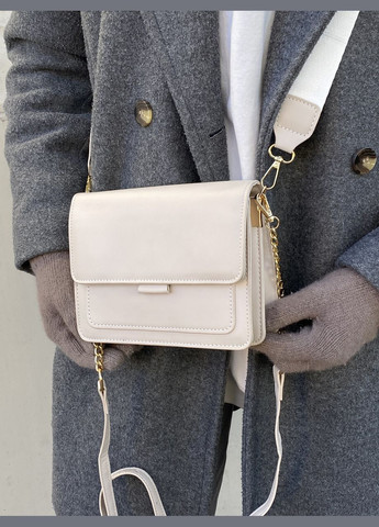 Женская сумка кросс-боди на широком ремешке бежевая No Brand (290704951)