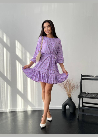 Фиолетовое женское платье с поясом цвет лаванда р.42/44 454111 New Trend