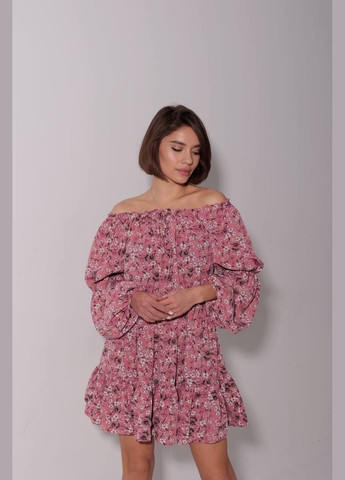 Пудрова жіноча сукня софт No Brand з квітковим принтом