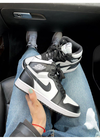 Черные демисезонные кроссовки мужские nike air jordan 1 retro mid black white найк аир джордан No Brand