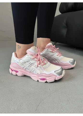 Сірі кросівки чоловічі asics gel-nyc silver pink асікс гель нюк сірі демісезон No Brand