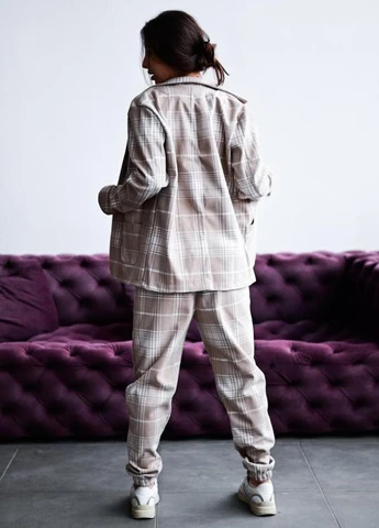 Класичний жіночий костюм бежева клітинка DRAPP No Brand (384714566)