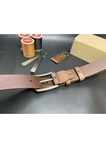 Шкіряний Ремінь Ручної Роботи із ПреміальноЇ Шкіри Набір + Брелок Коричневий Колір No Brand (358931145)