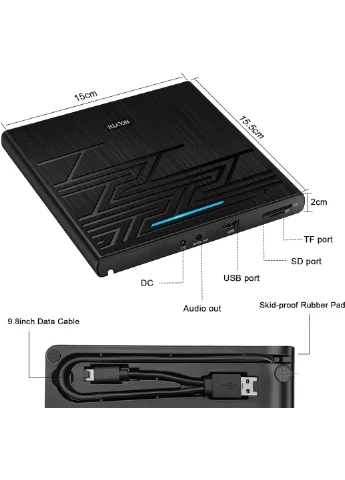 Внешний DVD/CD привод NOLYTH 5-в-1 USB 3.0 Type-C — Портативный дисковод для MacBook и Windows с SD/TF и Аудиовыходом No Brand (393979080)