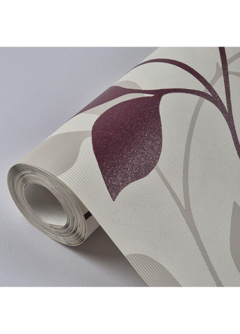 Шпалери вінілові на флізеліні 0.53 × 10.05 м 91662, молочні з бордовим малюнком — для спальні, вітальні, кабінету MARBURG (368895903)