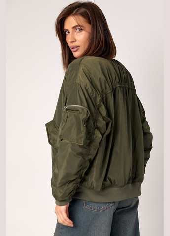 Оливкова (хакі) демісезонна демісезонна куртка жіноча на блискавці - хакі цвет, m (sku_23192) No Brand