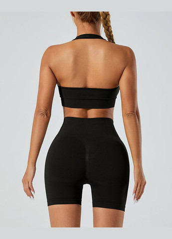 Спортивний костюм (топ з відкритою спиною та шорти) з пуш-ап ефектом чорного кольору, розмір S Trends (330756911)