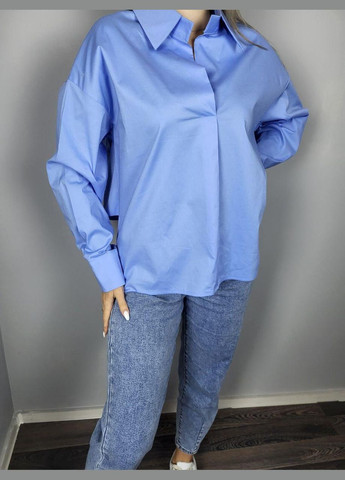 Блакитна демісезонна сорочка жіноча базова блакитна mkad3211-99 Modna KAZKA