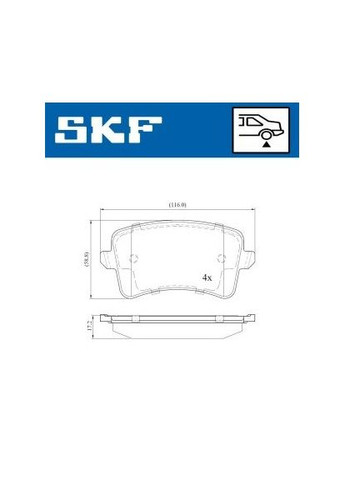 Колодки тормозные дисковые (комплект 4 шт) SKF (342412958)