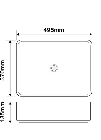 Раковина накладна Premium BEVEL-0102 MARBLE 495х370х135 мм, квадратна форма, колір (MP6519) Mixxus (399009463)