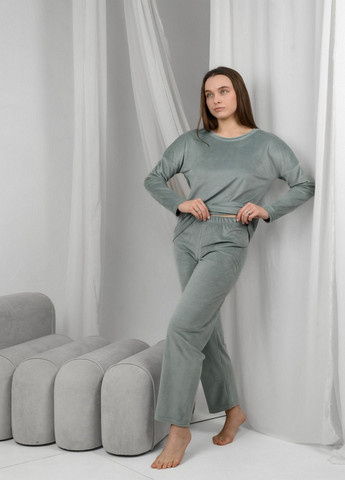 Оливковая женский велюровый домашний комплект N.EL.