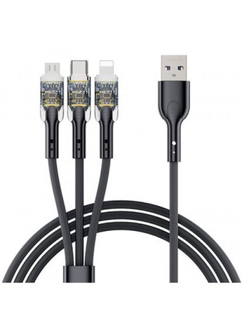 Дата кабель USB 2.0 AM to Lightning + Micro 5P + TypeC PD-B94th Black (PD-B94th-BK) Proda usb 2.0 am to lightning + micro 5p + type-c pd-b94 (268142570)