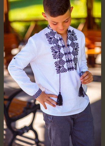 Сучасна вишиванка для хлопчика з чорним орнаментом No Brand (341327925)