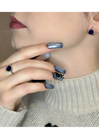 💙 Срібний комплект прикрас із синім альпінітом покритий родієм| Глибина кольору та витонченість Family Jewelry House (356567847)