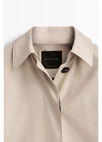 Бежеве демісезонне Тренч із бавовни Massimo Dutti