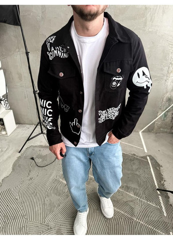 Комбинированная демисезонная джинсовая куртка мужская осень весна No Brand