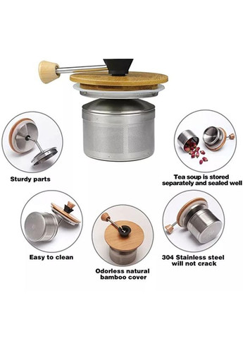 Заварювальний скляний чайник із ситом-фільтром та з бамбуковою кришкою для плити 1л No Brand (315633525)