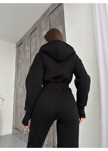 Женский комбинезон No Brand комбинезон-брюки чёрный кэжуал трехнитка с начесом