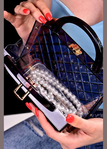 Сумка клатч жіноча чорна з ручкою з перлів код 7-27235 PTR No Brand (317769182)