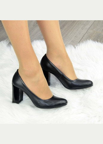 Vasha para Туфли женские кожаные классические на устойчивом каблуке,. 37 размер черный з, украина — демисезон (315933116)