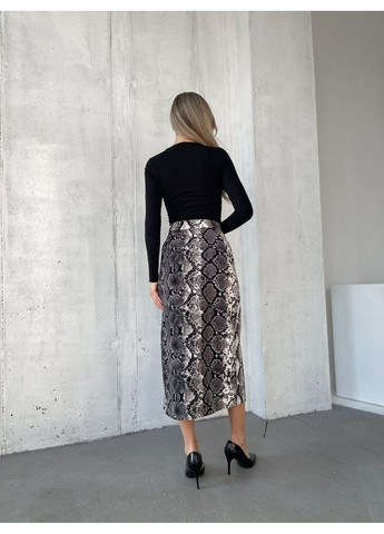 Спідниця зі зміїним принтом, колір Коричневий Fashion (365072313)