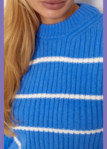 Синий зимний вязаный женский свитер в полоску Lurex