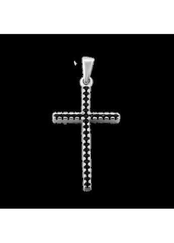 Хрестик срібний тоненький з маленькими білими фіанітами Каштан (342334669)