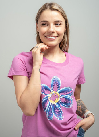 Розовая летняя женская футболка с принтом 103277 Power